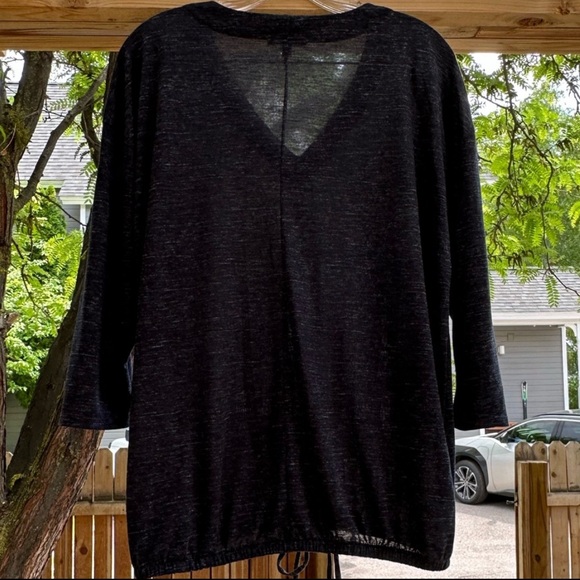 GAP Charcoal Gray 3/4 Sleeve V Neck Slouchy tie waist Top Shirt Medium - Picture 10 of 16